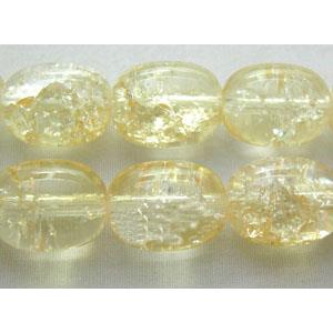 Crackle Glass Beads, barrel, lt.yellow