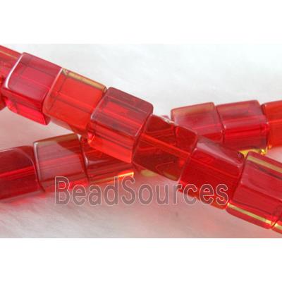 Red Cube Glass Beads