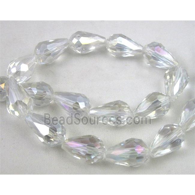 chinese crystal glass bead, faceted teardrop, AB color
