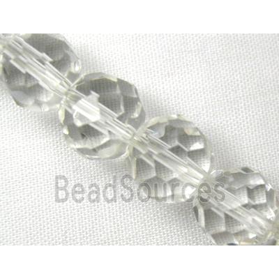 hand-cutting Chinese Crystal Glass Beads, faceted round, clear