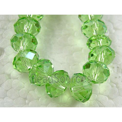 Crystal Glass Beads, Faceted Rondelle, Green