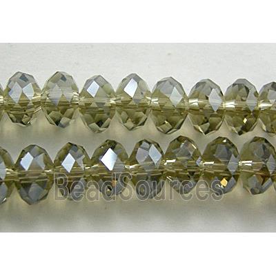 Crystal Glass Beads, Faceted Rondelle, Smoky