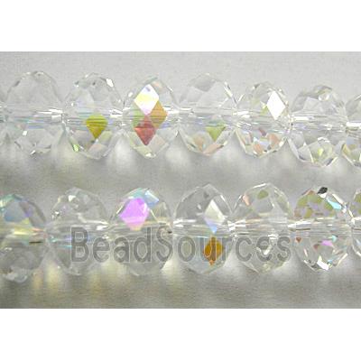 Chinese Crystal Beads, faceted rondelle, Clear AB-Color