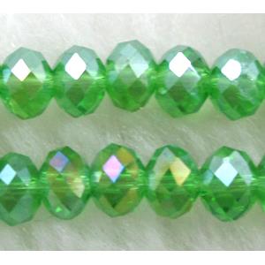 Chinese Crystal Beads, Faceted Rondelle, green AB color