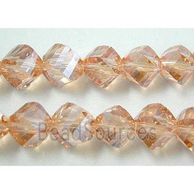 Chinese Crystal Beads, Twist, rose-red