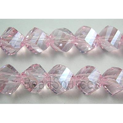 Chinese Crystal Beads, Twist, Pink