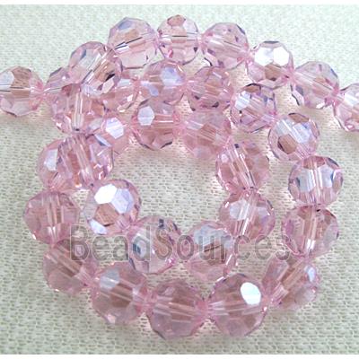 Chinese Crystal Beads, Faceted Round, Pink