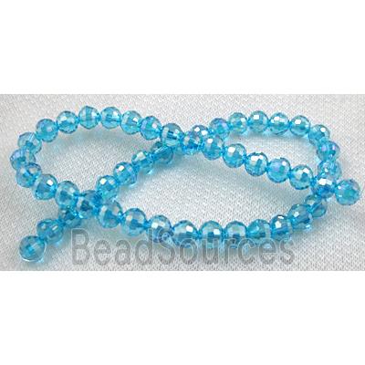 Crystal Glass Beads, 96 faceted round, aqua AB-color