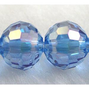 Crystal Glass Beads, 96 faceted round, Blue AB color