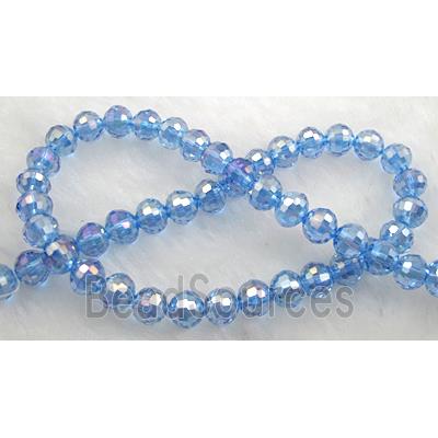 Crystal Glass Beads, 96 faceted round, Blue AB color