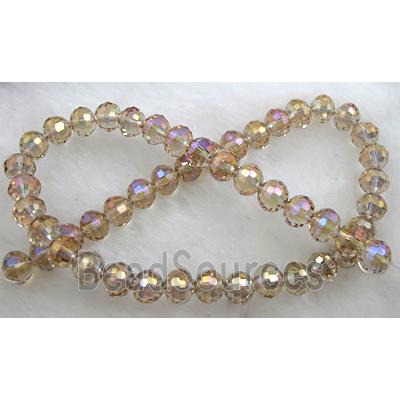 Crystal Glass Beads, 96 faceted round, Champagne AB color