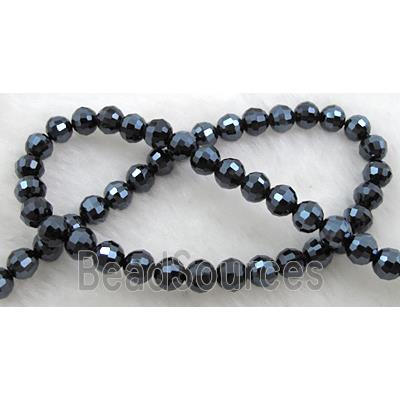 Crystal Glass Beads, 96 faceted round, jet