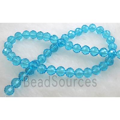 Crystal Glass Beads, 96 faceted round, aqua