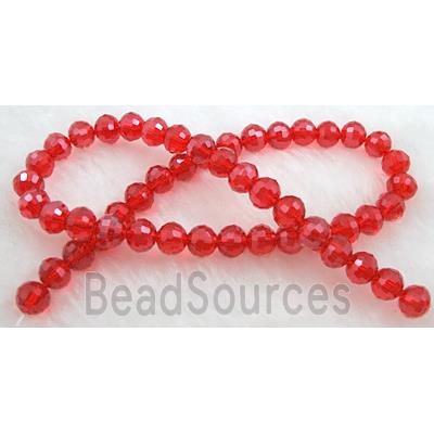 Crystal Glass Beads, 96 faceted round, ruby