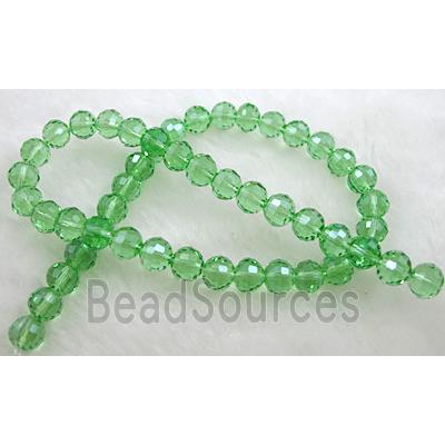 Crystal Glass Beads, 96 faceted round, Green