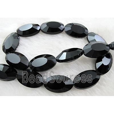 Crystal Glass Beads, faceted, black