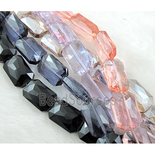 Crystal Glass Beads, faceted rectangle, Mix color