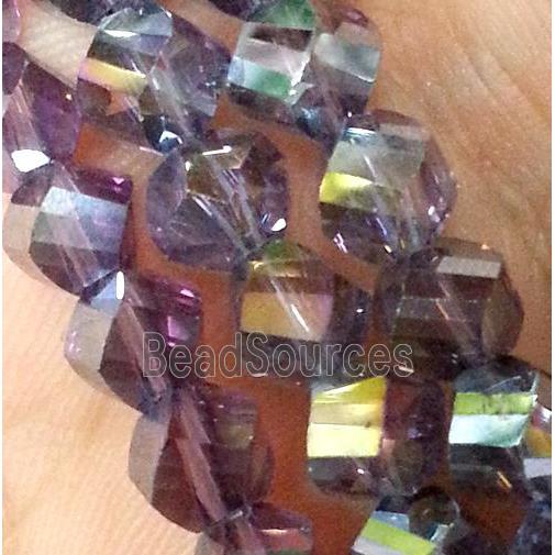 Chinese crystal glass bead, swiring cut, lavender AB color