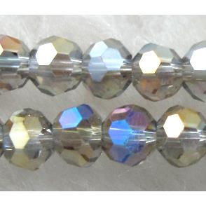 Chinese Crystal Beads, Faceted Round, grey AB color