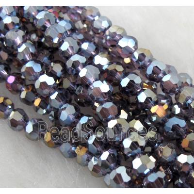 Chinese Crystal Beads, faceted round, purple plated