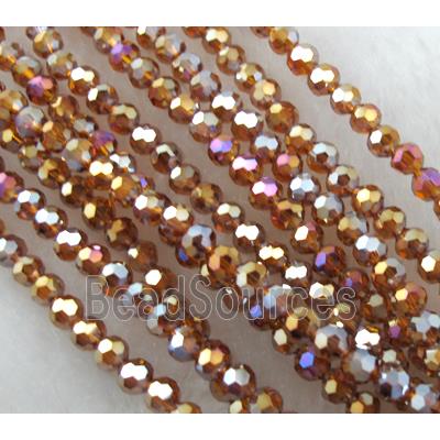 Chinese Crystal Beads, faceted round, deep-golden AB-color