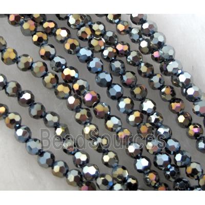 Chinese Crystal Beads, faceted round, rainbow half-plated