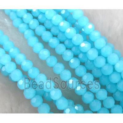 Chinese Crystal Beads, Faceted Round, Aqua