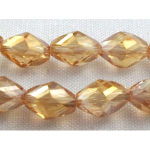 Chinese Crystal Beads, Twist, faceted, gold champagne AB color