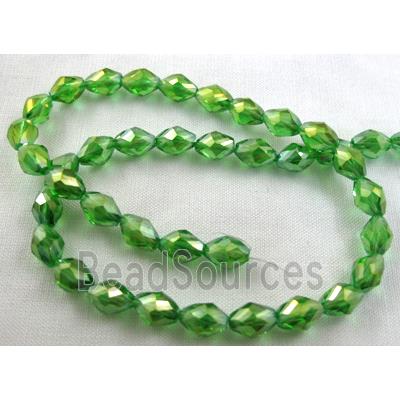 Chinese Crystal Beads, Twist, faceted, green AB color