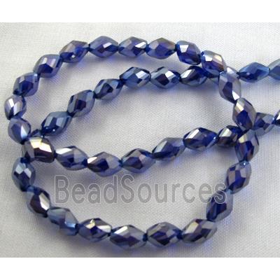 Chinese Crystal Beads, Twist, faceted, blue AB color