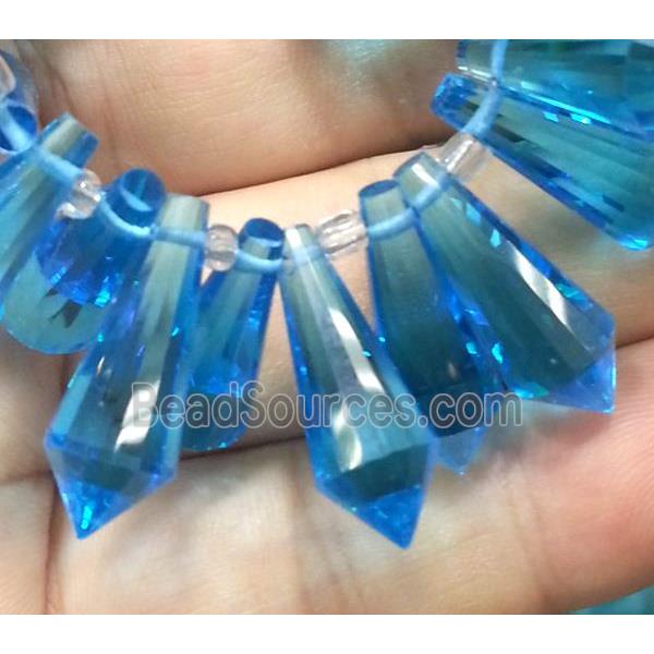 Chinese crystal glass bead, faceted teardrop