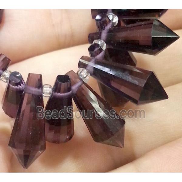 Chinese crystal glass bead, faceted teardrop