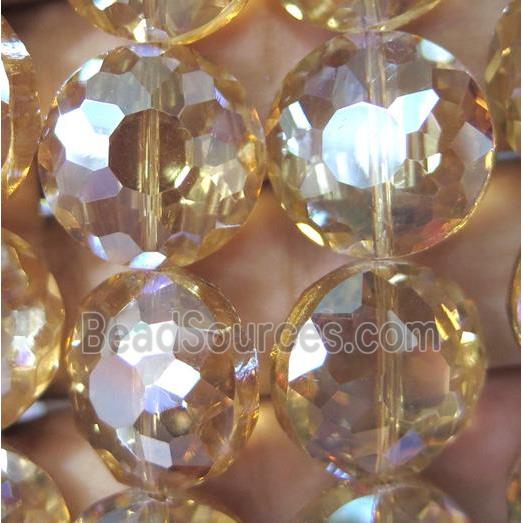 Chinese crystal glass bead, faceted flat round