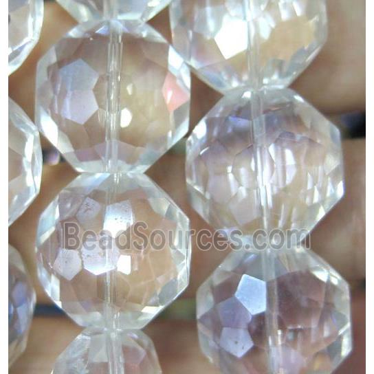 Chinese crystal glass bead, faceted flat round