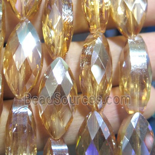 Chinese crystal glass bead, faceted oval