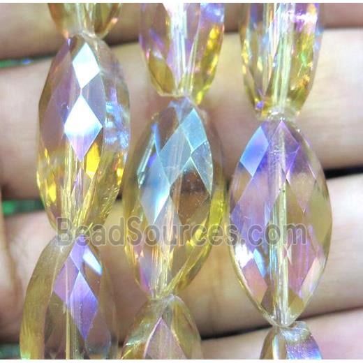 Chinese crystal glass bead, faceted oval