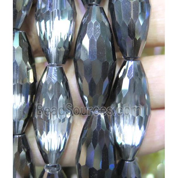 Chinese crystal glass bead, faceted rice