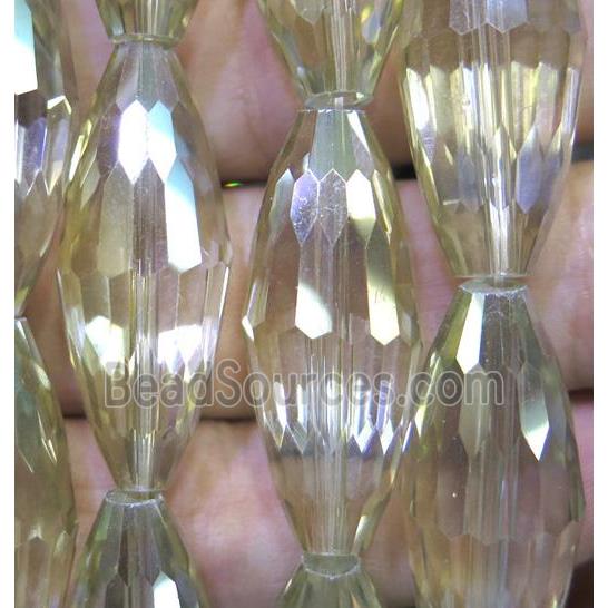 Chinese crystal glass bead, faceted rice