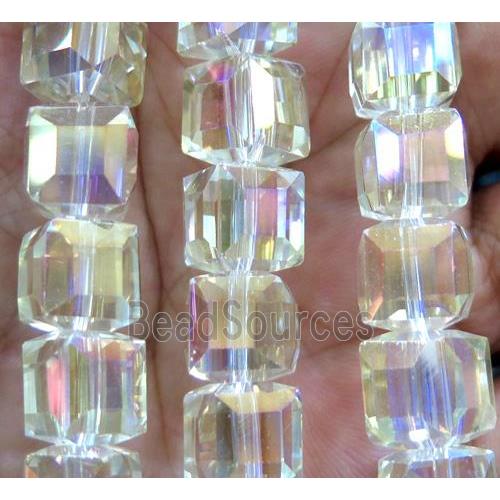 chinese crystal glass bead, faceted cube