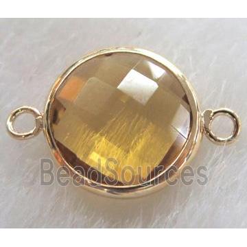 Chinese crystal glass connector Button gold-champagne