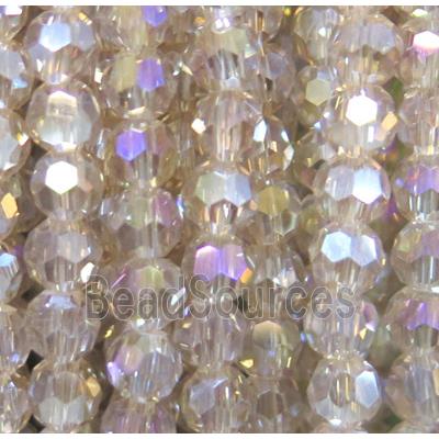 chinese crystal beads, faceted round, silver champagne