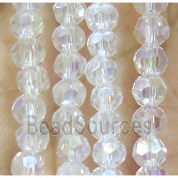 Clear Chinese Crystal Beads, AB color, faceted round