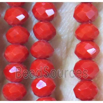 bright red Chinese Crystal Beads, faceted rondelle