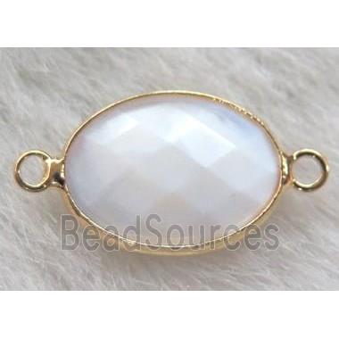 chinese crystal glass connector, faceted oval