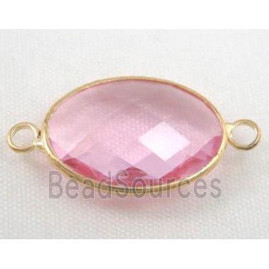 chinese crystal glass connector, faceted oval