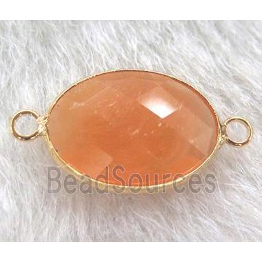 chinese crystal glass connector, faceted oval