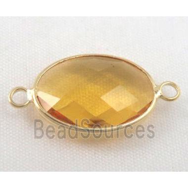 chinese crystal glass connector, faceted oval