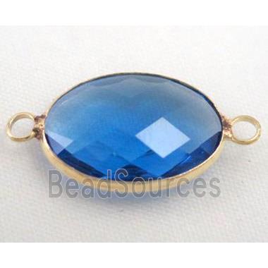 chinese crystal glass connector, faceted oval