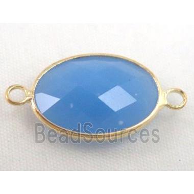 chinese crystal glass connector, faceted oval