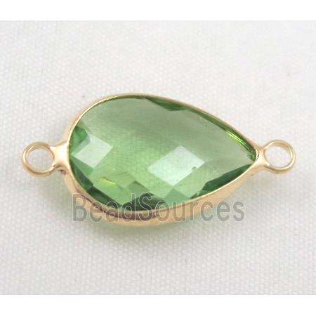 Chinese crystal glass connector, faceted teardrop